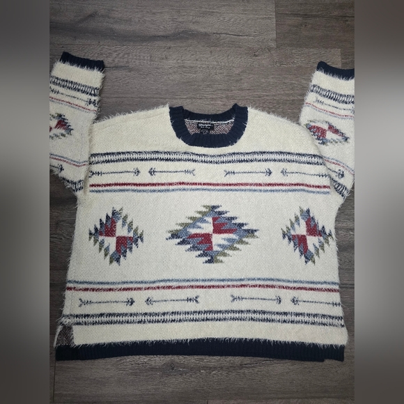 Wrangler Retro Aztec Fuzzy Sweater EUC Size XL Western Cowgirl Cozy Southwestern - Picture 3 of 11